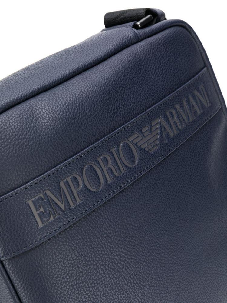 Blue Men's Armani Emporio Embossed Logo Messenger Bags | IIOIVCI