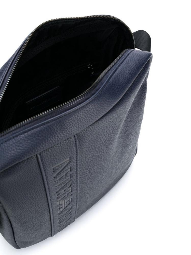 Blue Men's Armani Emporio Embossed Logo Messenger Bags | IIOIVCI