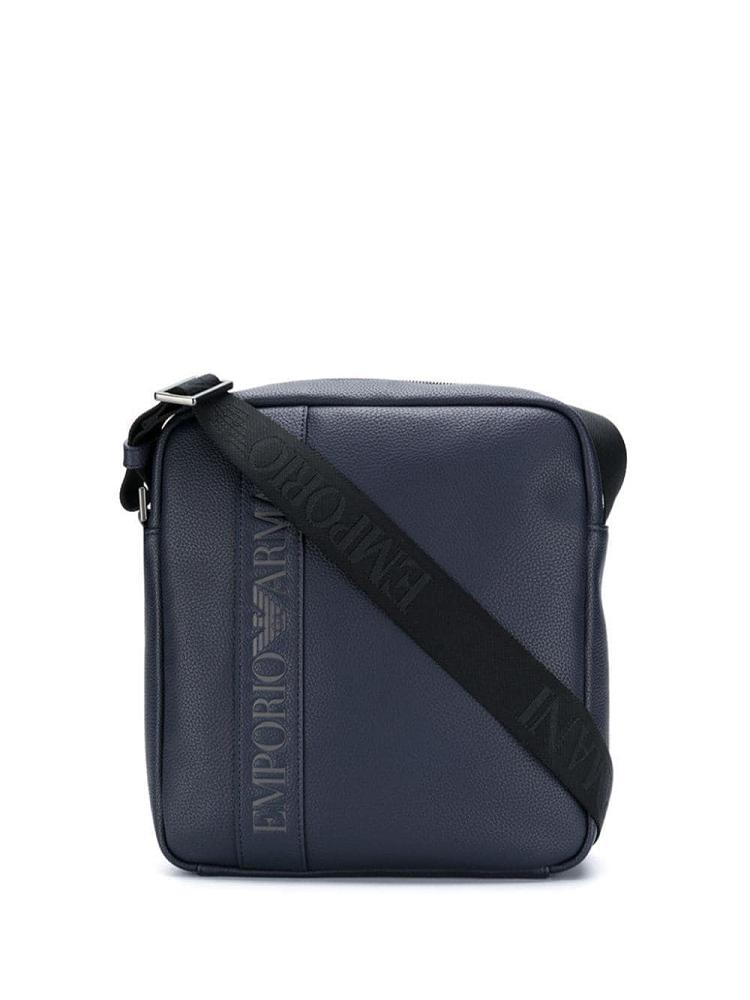 Blue Men\'s Armani Emporio Embossed Logo Messenger Bags | IIOIVCI