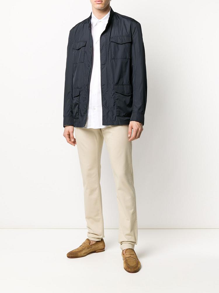 Blue Men's Armani Emporio Flap Pocket Jackets | T8QUNFV