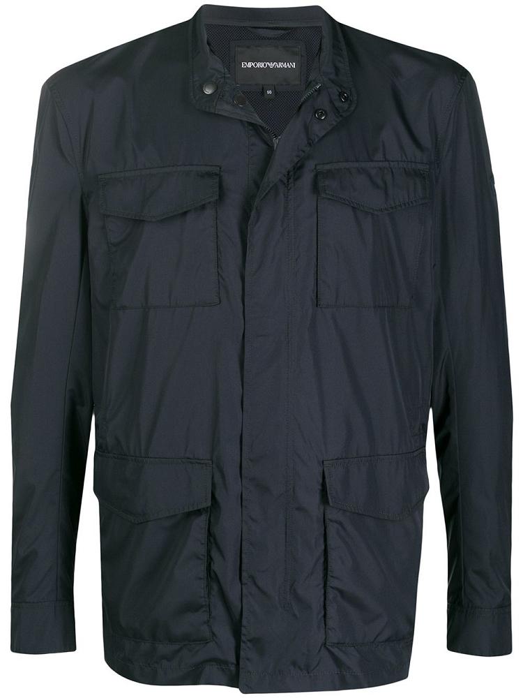 Blue Men\'s Armani Emporio Flap Pocket Jackets | T8QUNFV