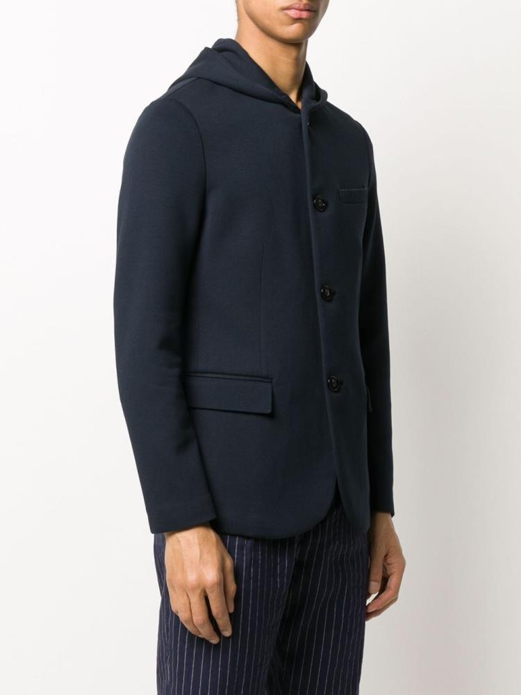 Blue Men's Armani Emporio Hooded Blazers | W2G4OAN