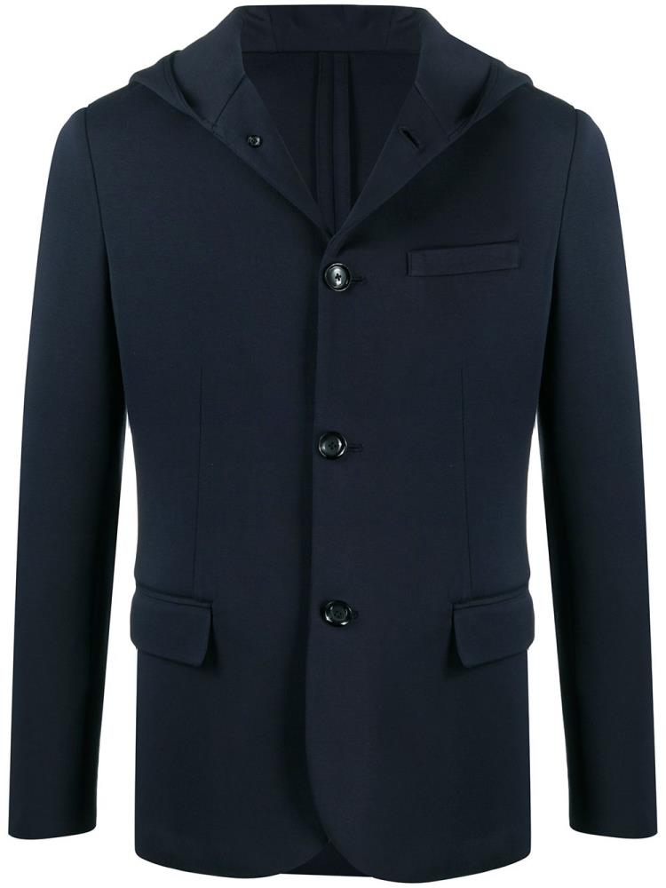 Blue Men\'s Armani Emporio Hooded Blazers | W2G4OAN