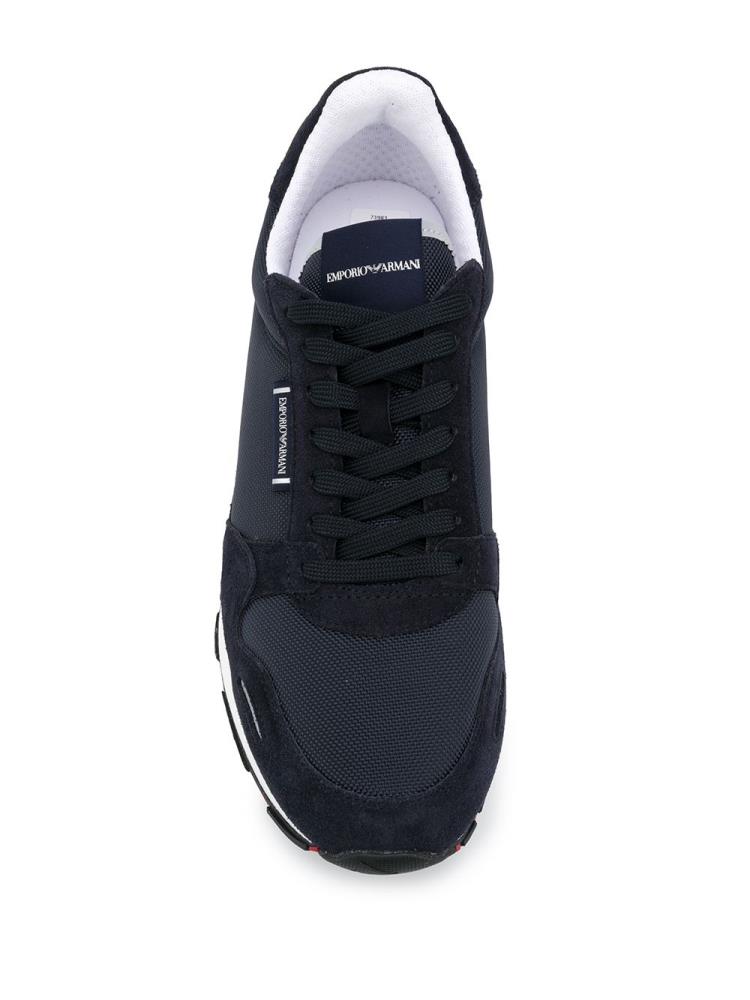 Blue Men's Armani Emporio Lace Up Low Top Sneakers | 1TNFIP0