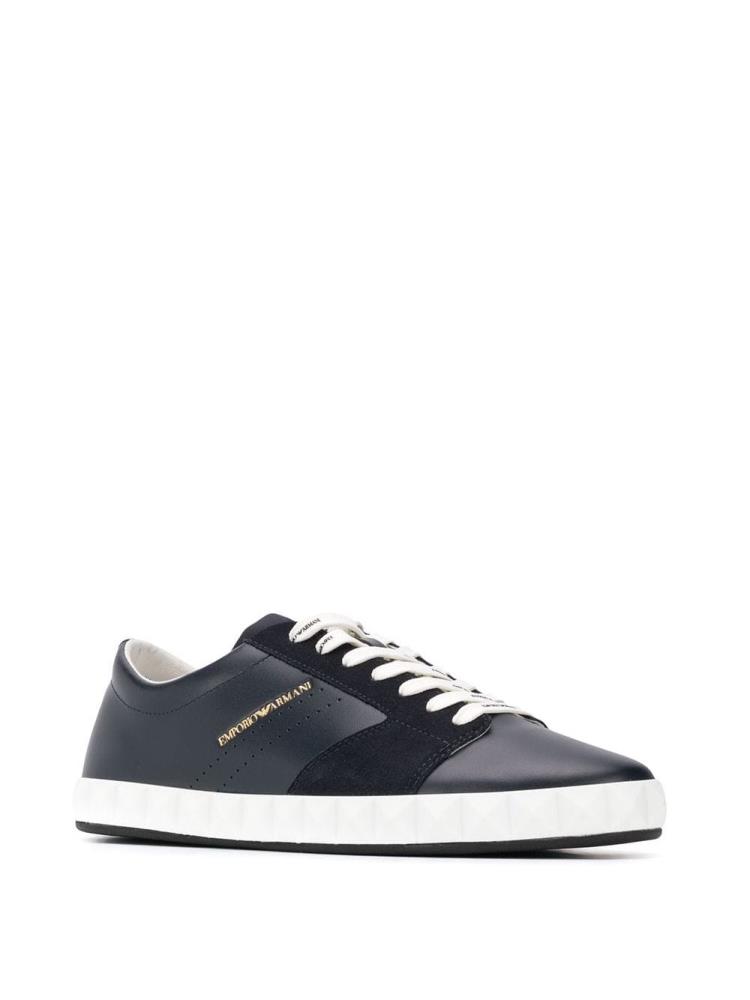 Blue Men's Armani Emporio Lace Up Low Sneakers | V20UV62