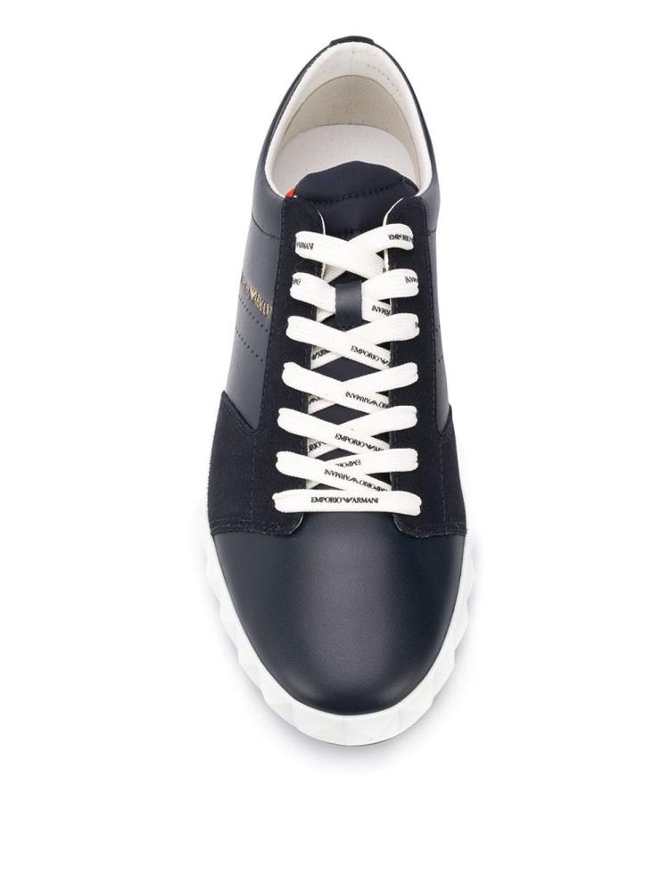 Blue Men's Armani Emporio Lace Up Low Sneakers | V20UV62