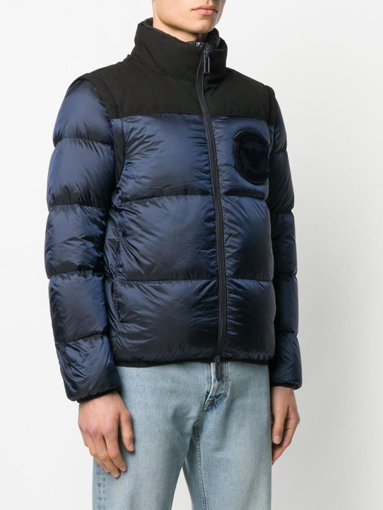 Blue Men's Armani Emporio Layered Down Jackets Jackets | 59MONE3