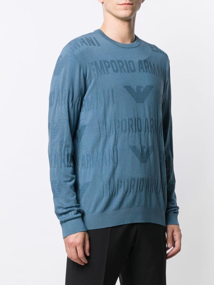 Blue Men's Armani Emporio Lightweight Sweaters | 3948WT8