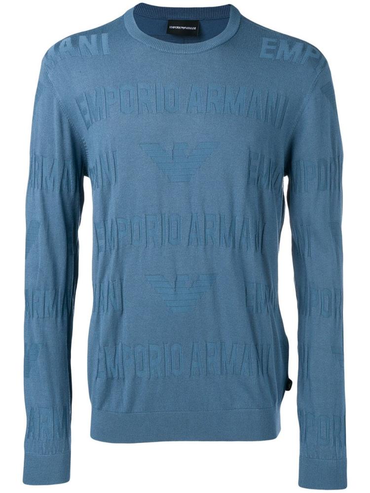 Blue Men\'s Armani Emporio Lightweight Sweaters | 3948WT8