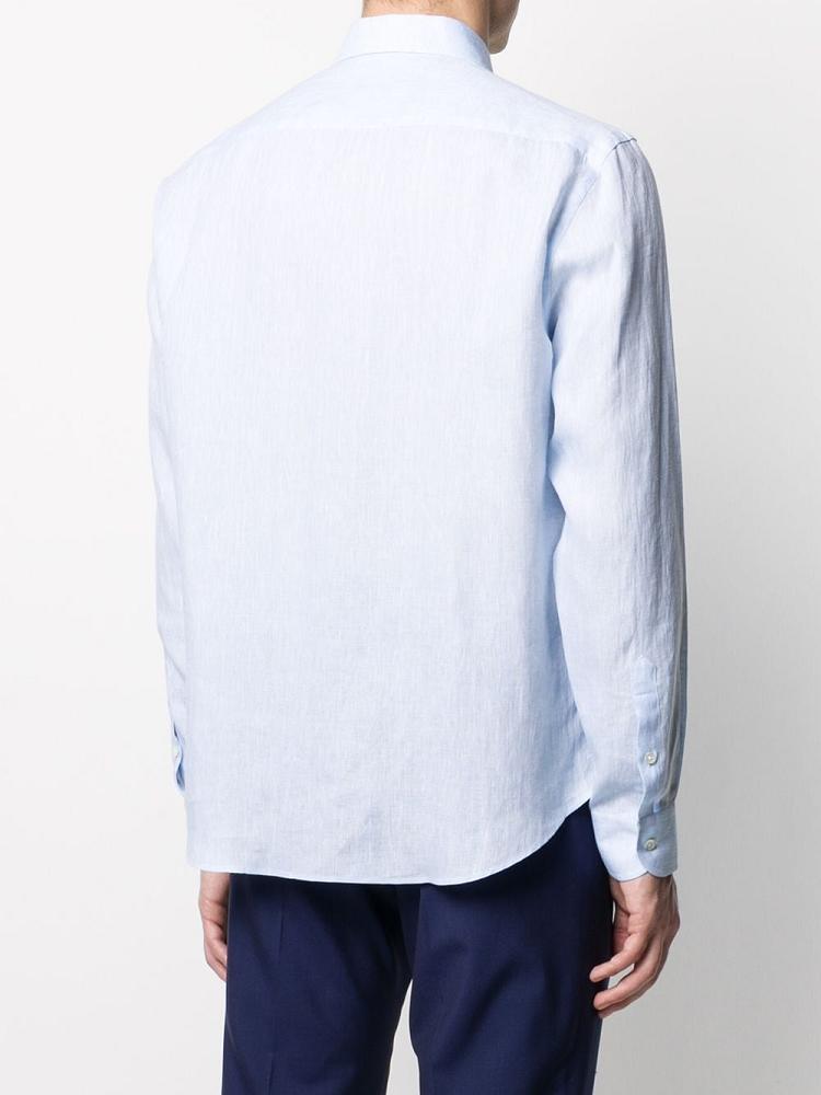 Blue Men's Armani Emporio Line Long Sleeve Shirts | A8Z9VA0