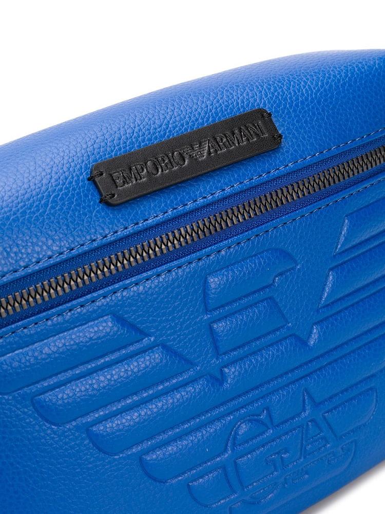 Blue Men's Armani Emporio Logo Embossed Belt Bags | 8WBHKZN