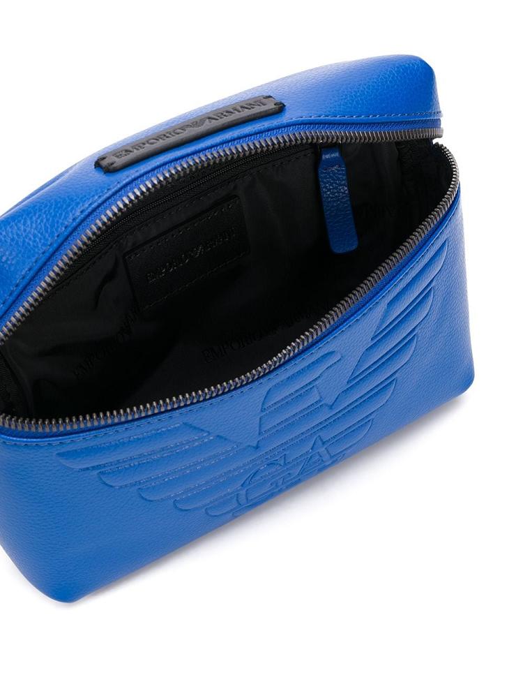 Blue Men's Armani Emporio Logo Embossed Belt Bags | 8WBHKZN