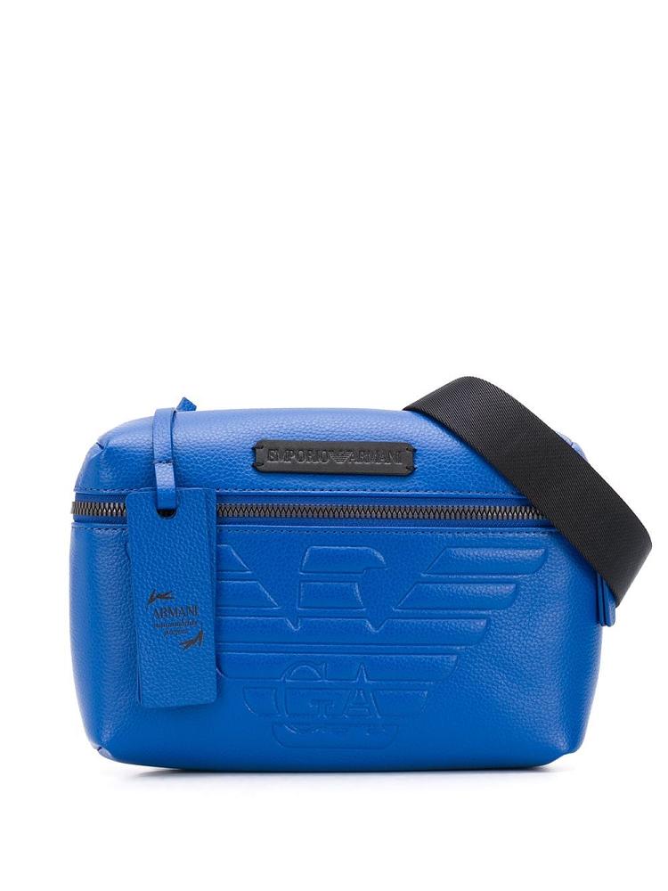 Blue Men\'s Armani Emporio Logo Embossed Belt Bags | 8WBHKZN