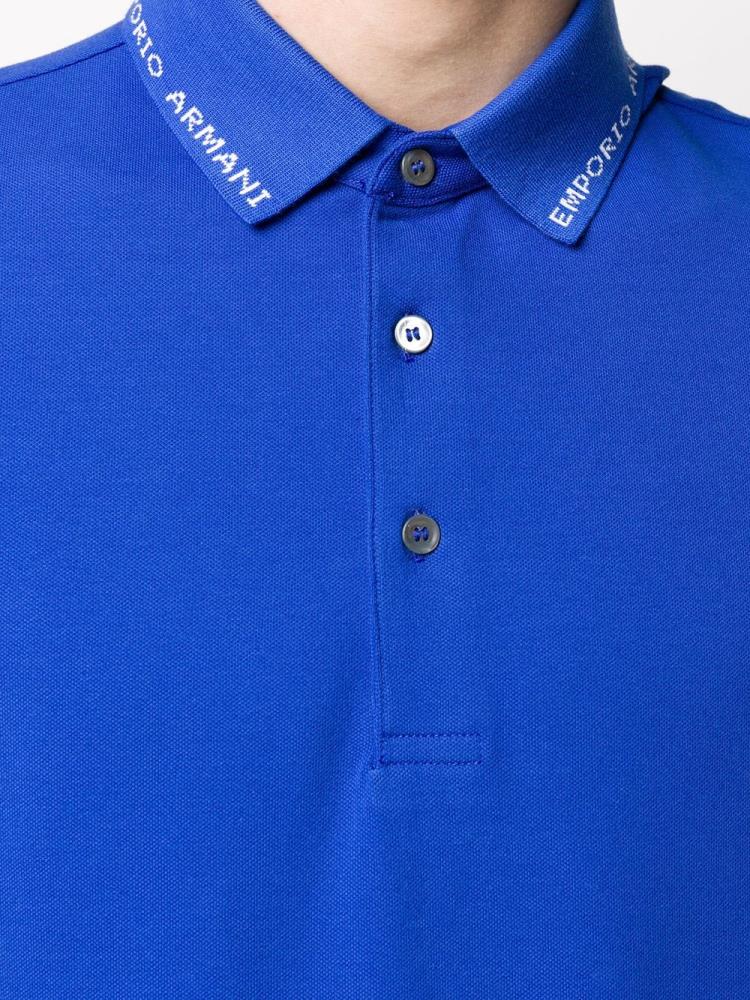 Blue Men's Armani Emporio Logo Polo Shirts | 6OX7ZR2