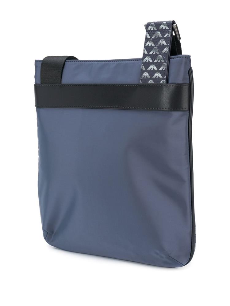 Blue Men's Armani Emporio Logo Print Zipped Messenger Bags | 297PEAS