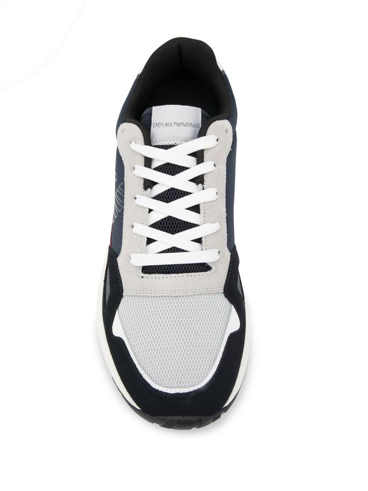 Blue Men's Armani Emporio Logo Printed Sneakers | DWFN0PH