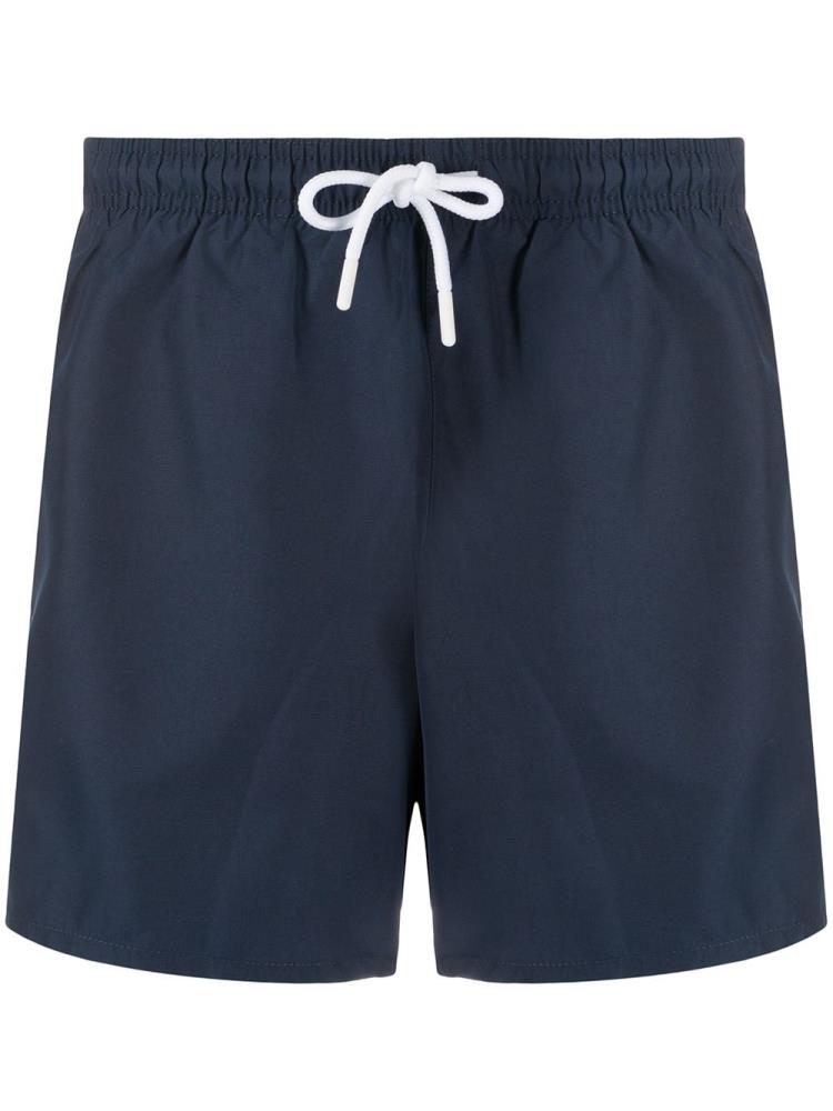 Blue Men\'s Armani Emporio Logo Swim Shorts | 6FF86MJ