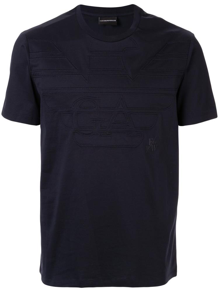 Blue Men\'s Armani Emporio Logo T Shirts | FL8JJ6R