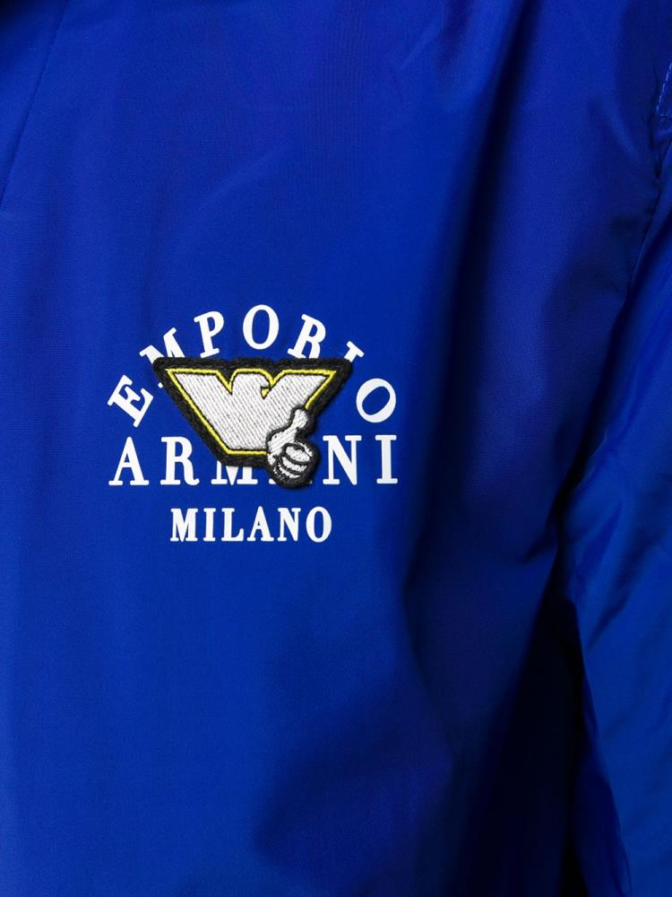 Blue Men's Armani Emporio Logo Zipped Hooded Jackets | UDE06OC