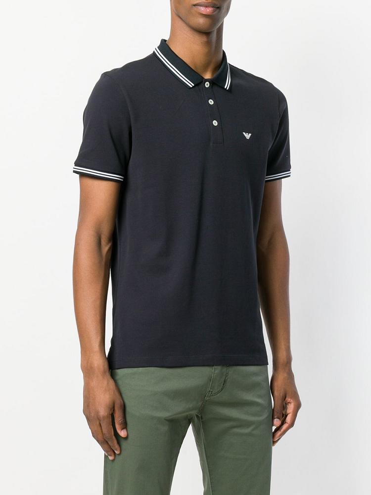 Blue Men's Armani Emporio Logoed Polo Shirts | PE5HAXZ