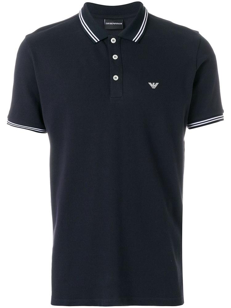 Blue Men\'s Armani Emporio Logoed Polo Shirts | PE5HAXZ