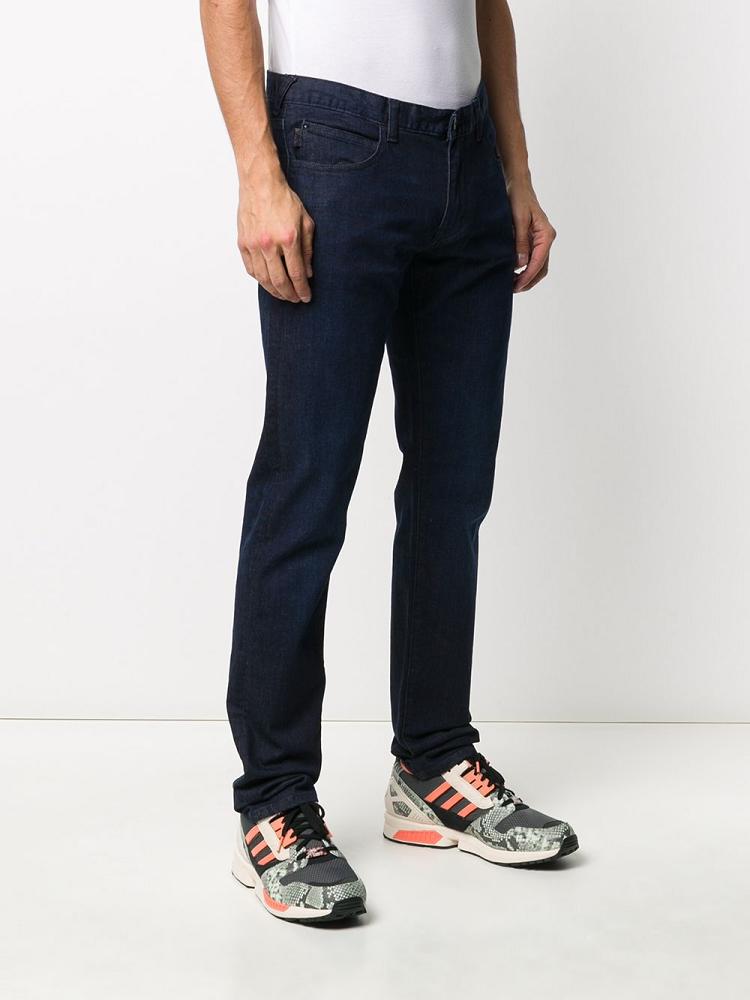 Blue Men's Armani Emporio Low Rise Straight Leg Jeans | NUERBR1