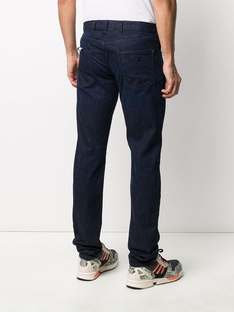 Blue Men's Armani Emporio Low Rise Straight Leg Jeans | NUERBR1