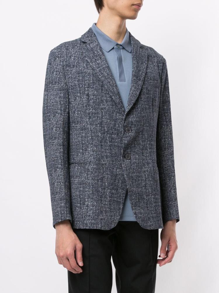 Blue Men's Armani Emporio Melange Effect Blazers | QZ1K5B8