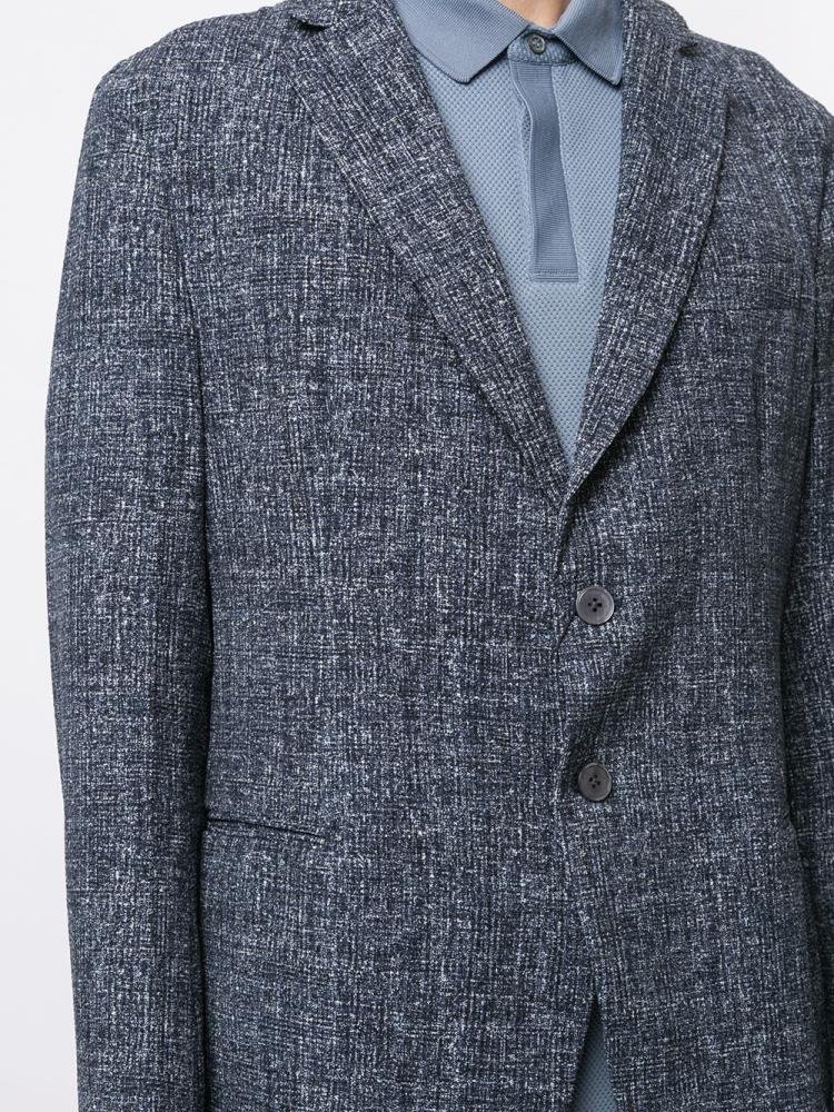 Blue Men's Armani Emporio Melange Effect Blazers | QZ1K5B8