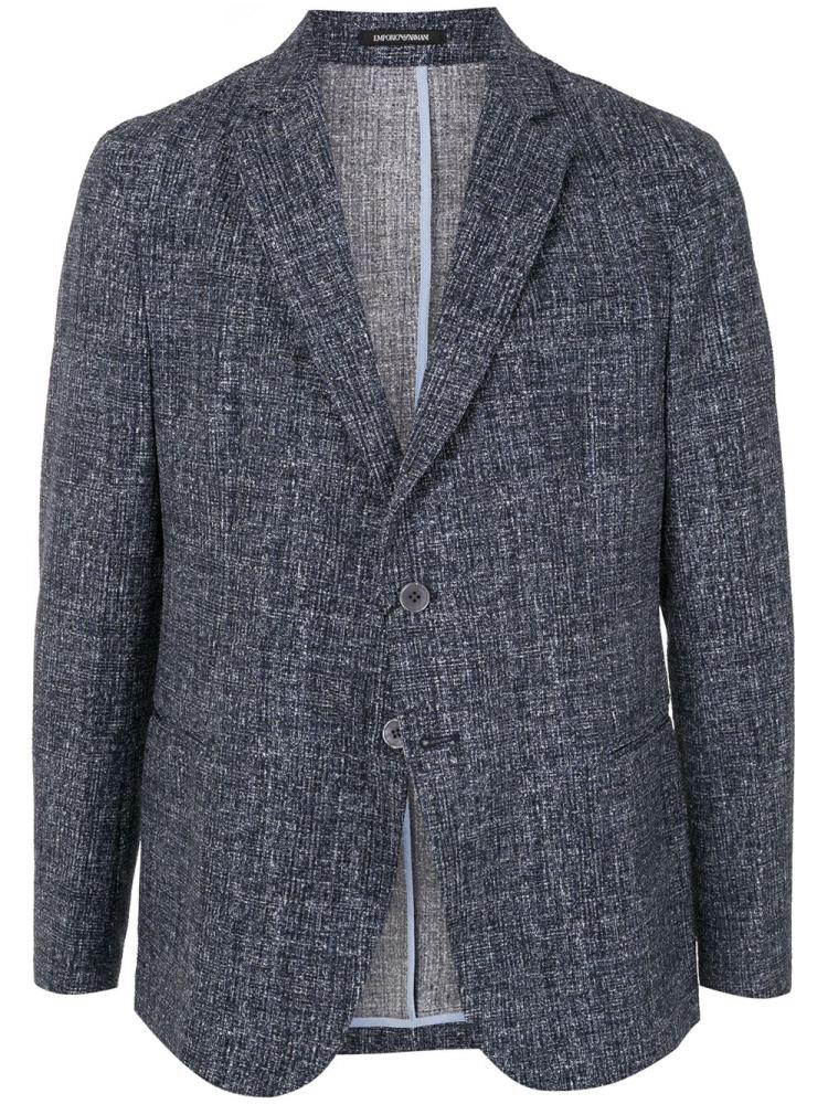 Blue Men\'s Armani Emporio Melange Effect Blazers | QZ1K5B8