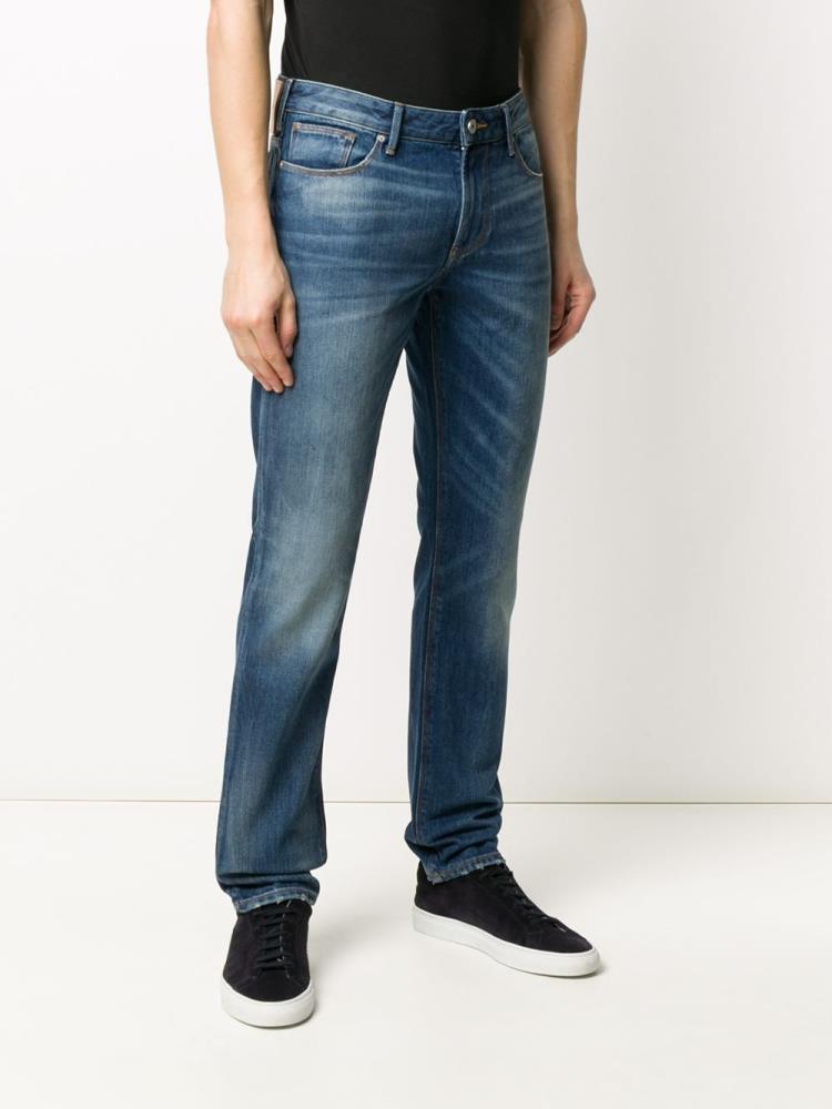 Blue Men's Armani Emporio Mid Rise Loose Fit Jeans | 2ZQIDVZ