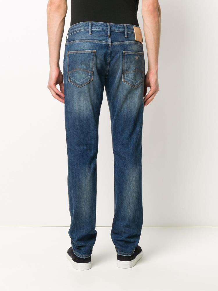 Blue Men's Armani Emporio Mid Rise Loose Fit Jeans | 2ZQIDVZ