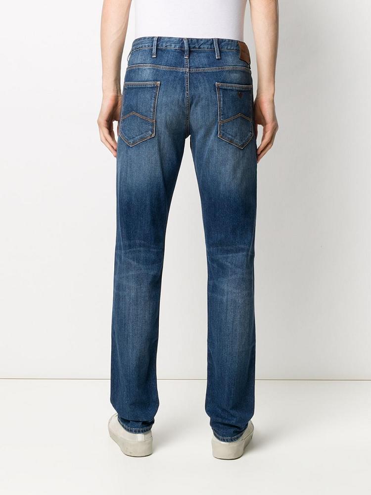 Blue Men's Armani Emporio Mid Rise Slim Jeans | L3R6N3P