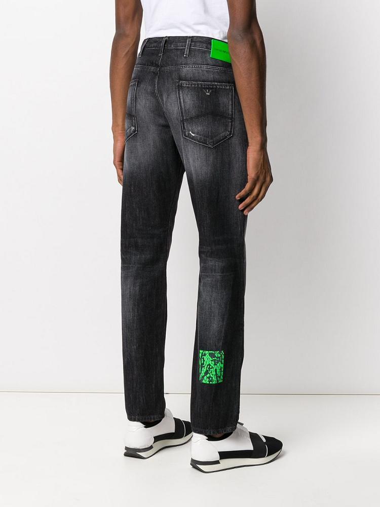 Blue Men's Armani Emporio Mid Rise Straight Leg Jeans | UWKAJHO