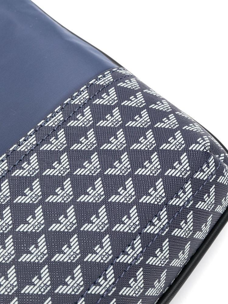 Blue Men's Armani Emporio Monogram Print Messenger Bags | CDWJFWL