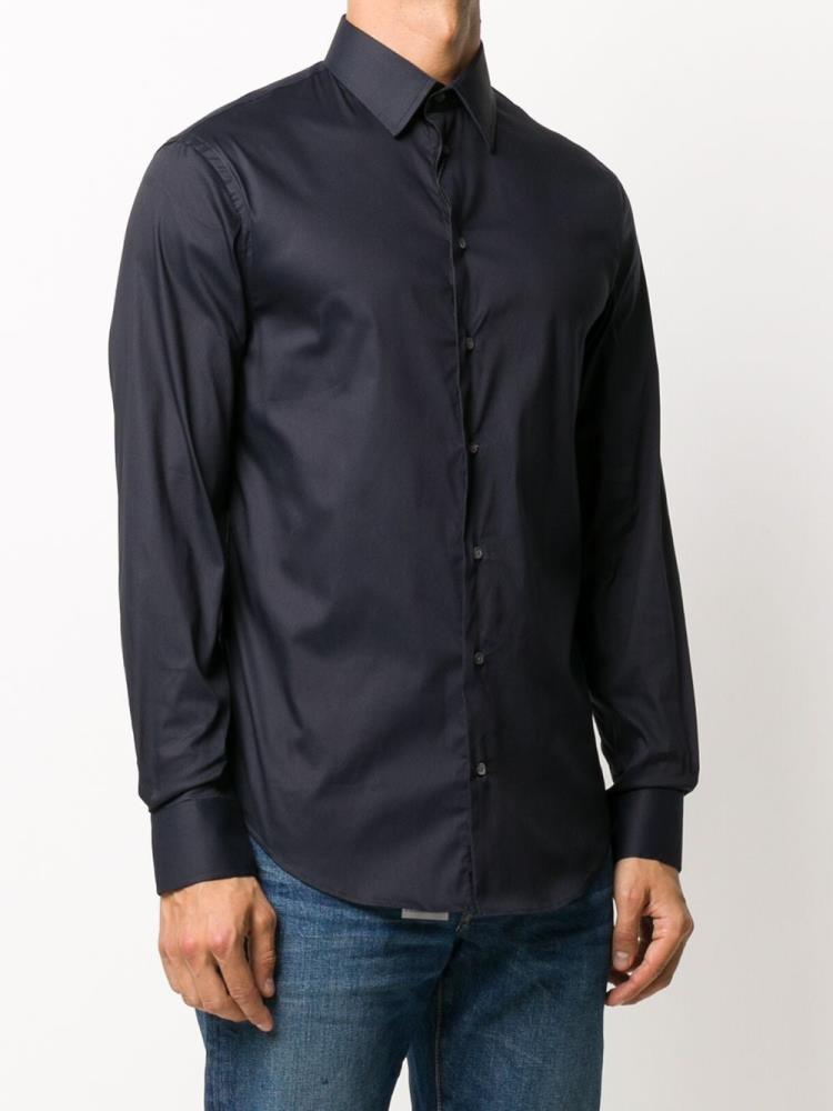 Blue Men's Armani Emporio Natural Cotton Shirts | S465D50