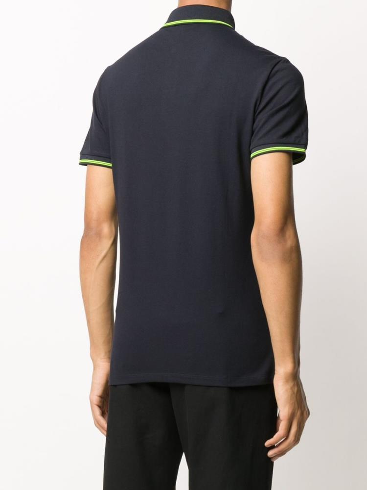 Blue Men's Armani Emporio Neon Trim Polo Shirts | AJBFCLZ