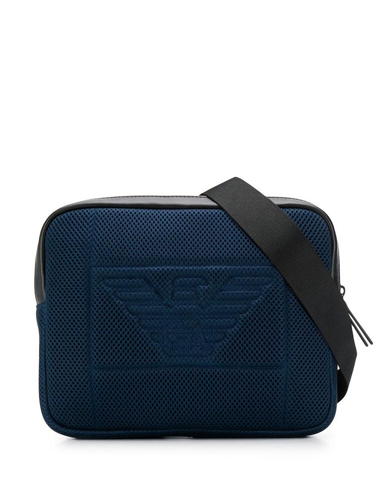 Blue Men\'s Armani Emporio Perforated Logo Belt Bags | LSYZUO9