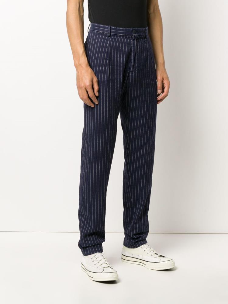 Blue Men's Armani Emporio Pinstripe Slim Fit Chinos | X1TB72K