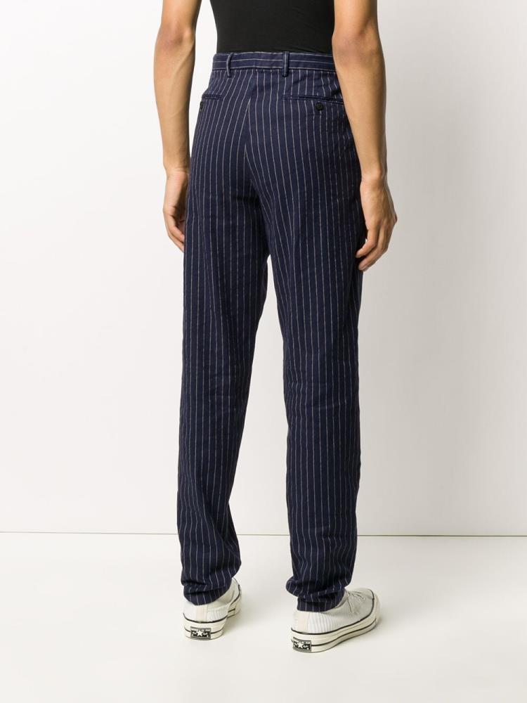 Blue Men's Armani Emporio Pinstripe Slim Fit Chinos | X1TB72K