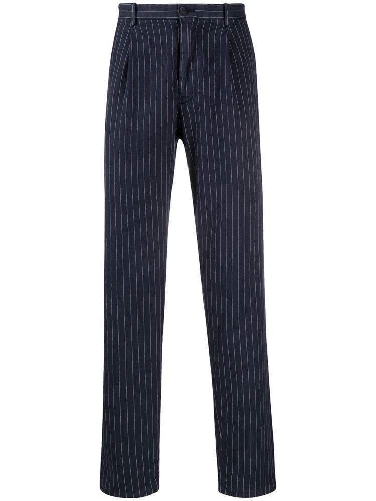 Blue Men\'s Armani Emporio Pinstripe Slim Fit Chinos | X1TB72K