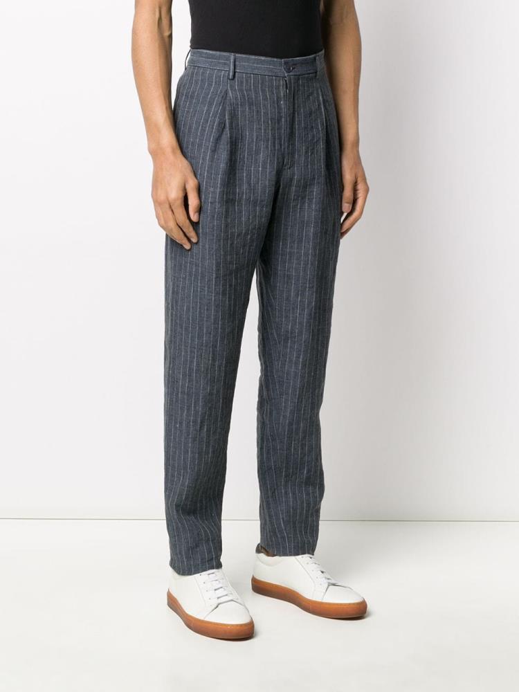 Blue Men's Armani Emporio Pinstripe Straight Pants | Z5ZMUQB