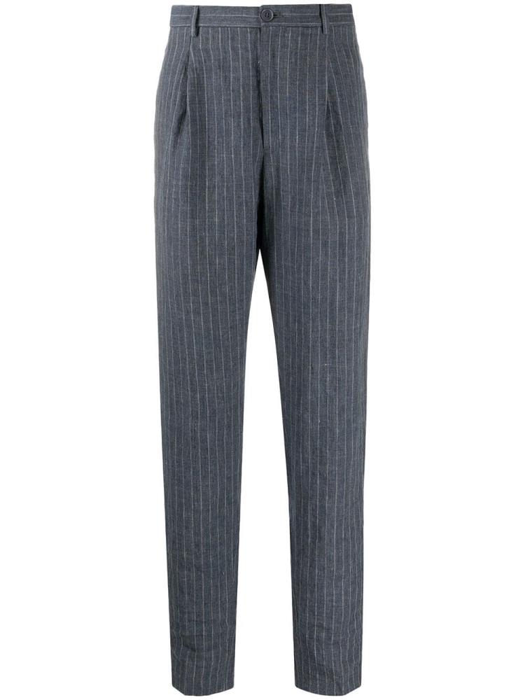 Blue Men\'s Armani Emporio Pinstripe Straight Pants | Z5ZMUQB