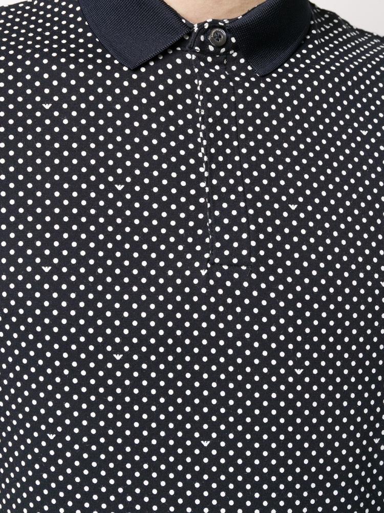 Blue Men's Armani Emporio Polka Dot Print Polo Shirts | O8Q2ID9