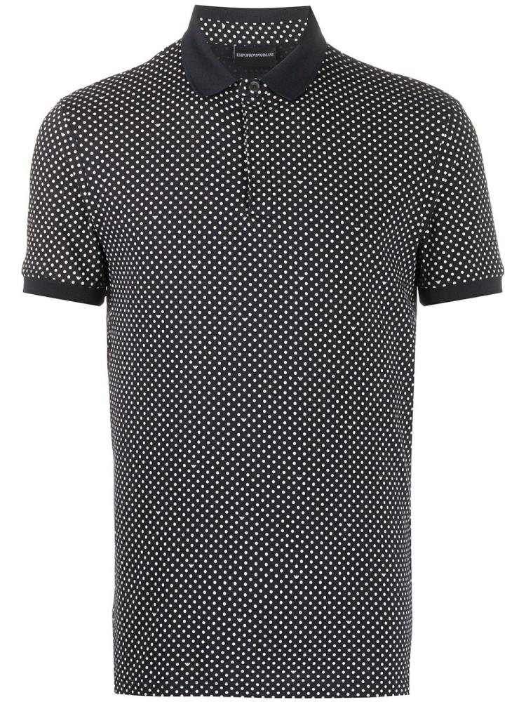 Blue Men\'s Armani Emporio Polka Dot Print Polo Shirts | O8Q2ID9