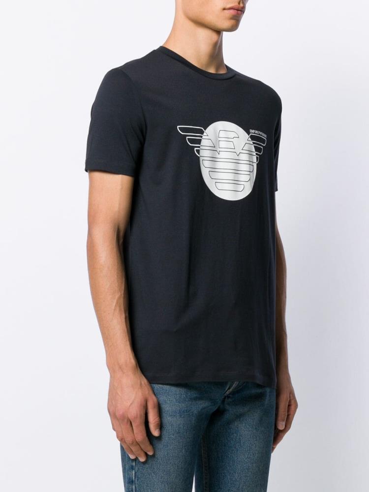 Blue Men's Armani Emporio Printed Eagle Logo T Shirts | 76JT0JB