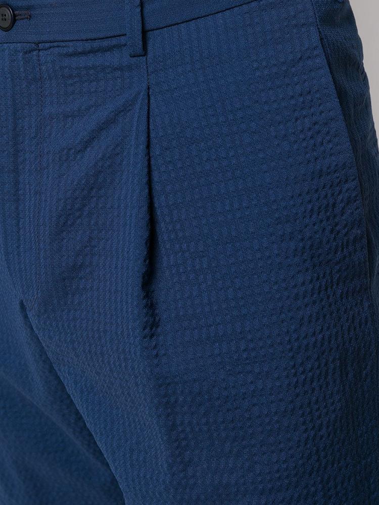 Blue Men's Armani Emporio Seersucker Wool Blend Pants | PF85LXR