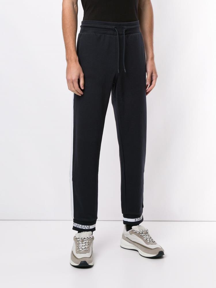 Blue Men's Armani Emporio Side Panel Track Pants | DO2XZXU