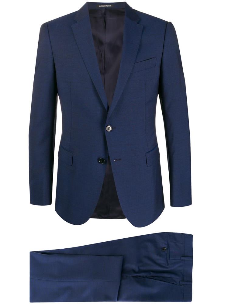 Blue Men\'s Armani Emporio Single Breasted Two Piece Suits | QK9ZHXH