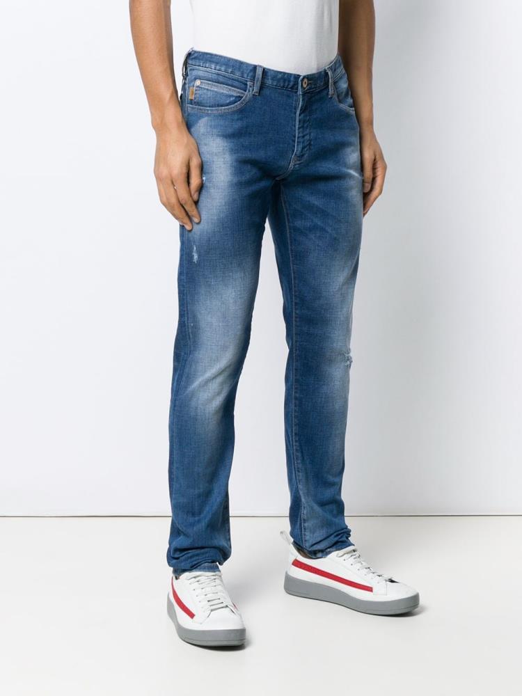 Blue Men's Armani Emporio Slim Fit Pants | IRVPSNI